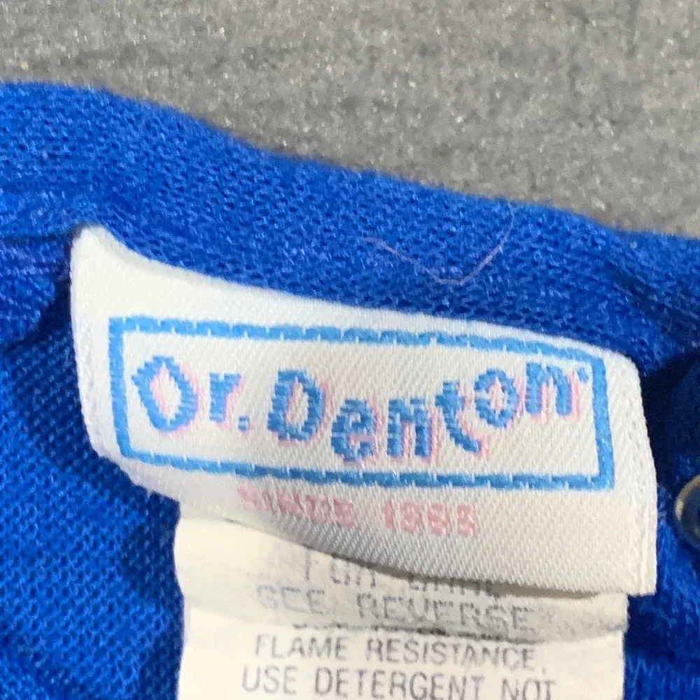 Vintage Dr. Denton Crayon Romper Kids L 19-26 lbs Blue 90s Snap Back Pajamas